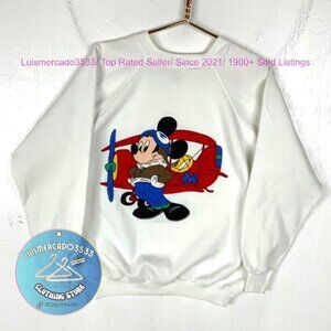 Mickey Mouse White Cartoon Pilot sweatshirt shirt Heavy Blend